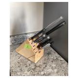 Knives w/wood block holder