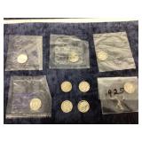 Roosevelt Dimes 1925, 1929 (2), 1936, 1941, 1943