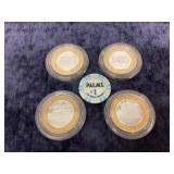 $10 Gaming Tokens (4) & Palms Poker Chip