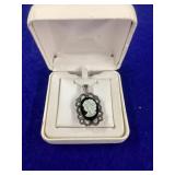 Sterling sliver 925 Marcasite black agate & cameo
