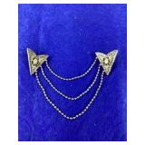 Gold Tone Metal Triangle Collar Pin With triple