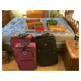 Baskets, Curtain Rod & Suitcases (zipper broke on