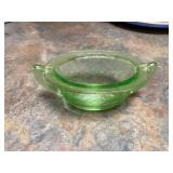 Green Depression Glass open Sugar Bowl