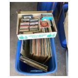 Cassettes, Record Albums & tote w/lid