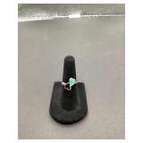 Double Heart Ring w/crushed Turquoise/Black inlay