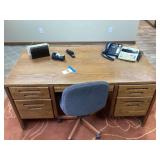 Desk, Office chair, Contents