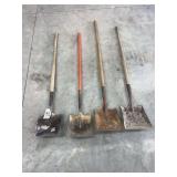 (4) Long Handle Flat Shovels