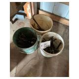 3 buckets with anchor bolts