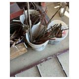 4 buckets of rebar and stack misc rebar