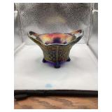 Antique Northwood Blue Carnival Glass Bushel Basket