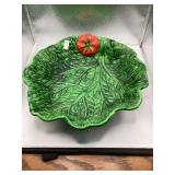 1960’s Majolica Leaf Bowl with Tomato