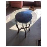 17” round Glass top & Antique Table