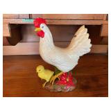 Ceramic Chicken and Chick Figurine