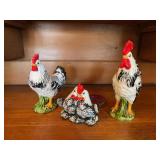 Ceramic Rooster Figurines Assortment
