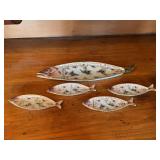 Set of Hand Painted Fish-Form Serving Dishes
