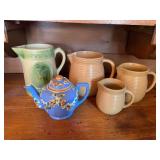 Assorted Ceramic Pitchers and Teapot