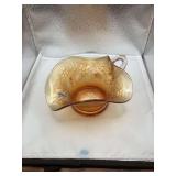 Dugan Carnival Glass Nappy Bowl Featuring Holly & Berry Pattern