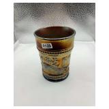 Vintage Peacock at the fountain carnival glass tumbler Northwood