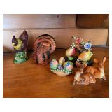 Hand Painted Japan Figurines - Bird, Deer, and Basket Assortment