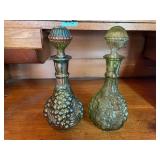 Imperial Iridescent Green Glass Decanter with Stopper, Grape Pattern