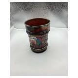 Vintage Peacock at the fountain carnival glass tumbler Northwood