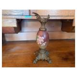Floral Decorated Egg on Metal Stand