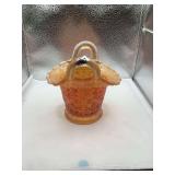 Dugan Diamond Beaded Basket Weave Carnival Glass Basket