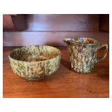 Spongeware Bowl and Pitcher Set