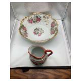 Painted Bowl and Ornate Creamer