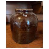 Stoneware Storage Jar with Brown Glaze