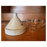 Clear Glass Cup and Stoneware Funnel
