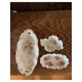 Three Floral Decorated Porcelain Dishes