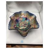 Fenton Carnival Glass Grapes and maple leaf bowl