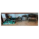 Assorted Silverplate and Glass Serving Pieces with Flatware