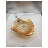 Dugan Marigolds Leaf Ray Carnival Glass Nappy Dish