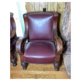 Burgundy Leather Rocking chair mahogany wood