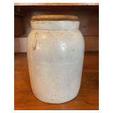 Stoneware Jar with Wood Lid