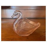 Pink Swan Figural Glass Dish