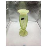 Dugan Opalescent Vaseline Glass Twig Vase