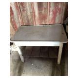 Enamel Top Table with Lower Shelf