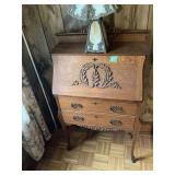 Wood Secretary Desk with Two Drawers