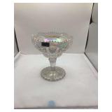 Imperial Glass EAPG Daisy & Button White Carnival Glass Compote