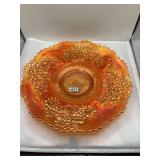 Fenton Iridescent Marigold Carnival Glass Bowl, Thistle and Little Flowers Pattern