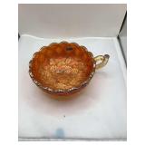 Imperial Carnival Glass Bowl, Floral Design, with Handle