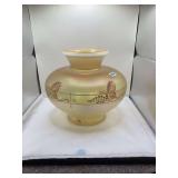 Fenton Hand Painted Gold Satin Millennium Collection Carnival Glass Vase