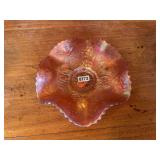 Fenton water lily  Carnival Glass Marigold Footed Bowl