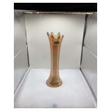 Fenton Marigold Carnival swung Glass Vase Tree Trunk Orange 6 point 9” T