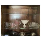Milk Glass Compote and Clear Glass Cookware