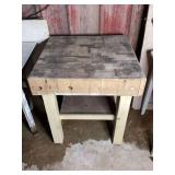 Butcher Block Table with Wood Base