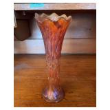 Fenton April shower Iridescent Orange Glass Vase